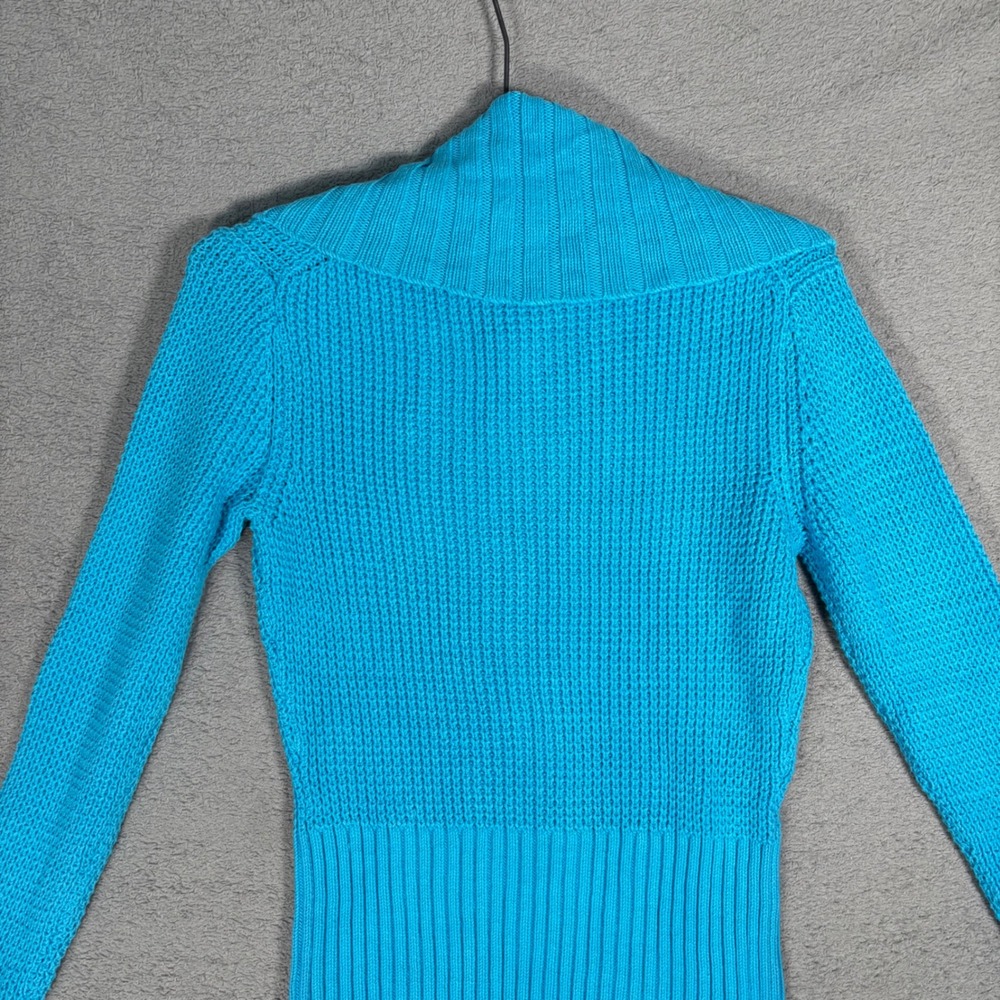 NWT Daisy Fuentes Cardigan Size M Blue Mixed Knit Button Front Sweater Top - Picture 7 of 11